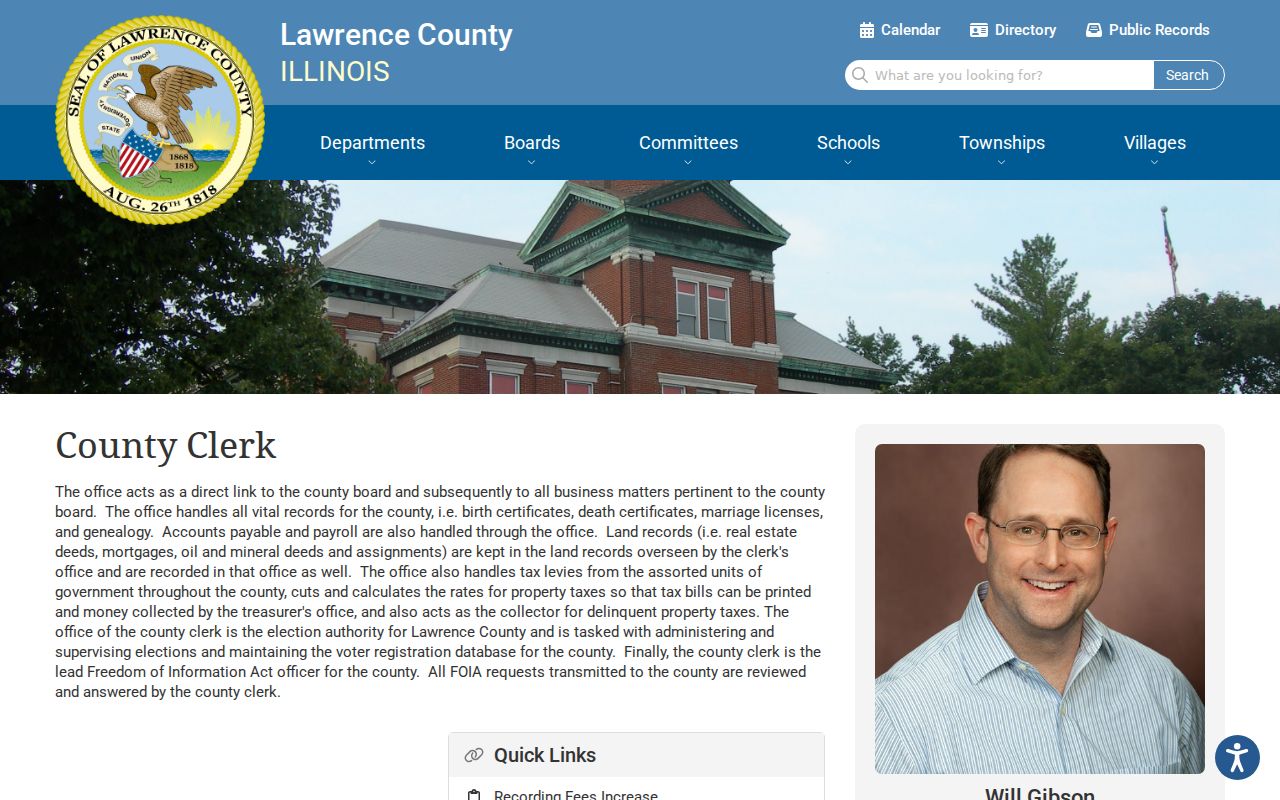 Lawrence County FOIA officer contact for Bridgeport criminal record requests