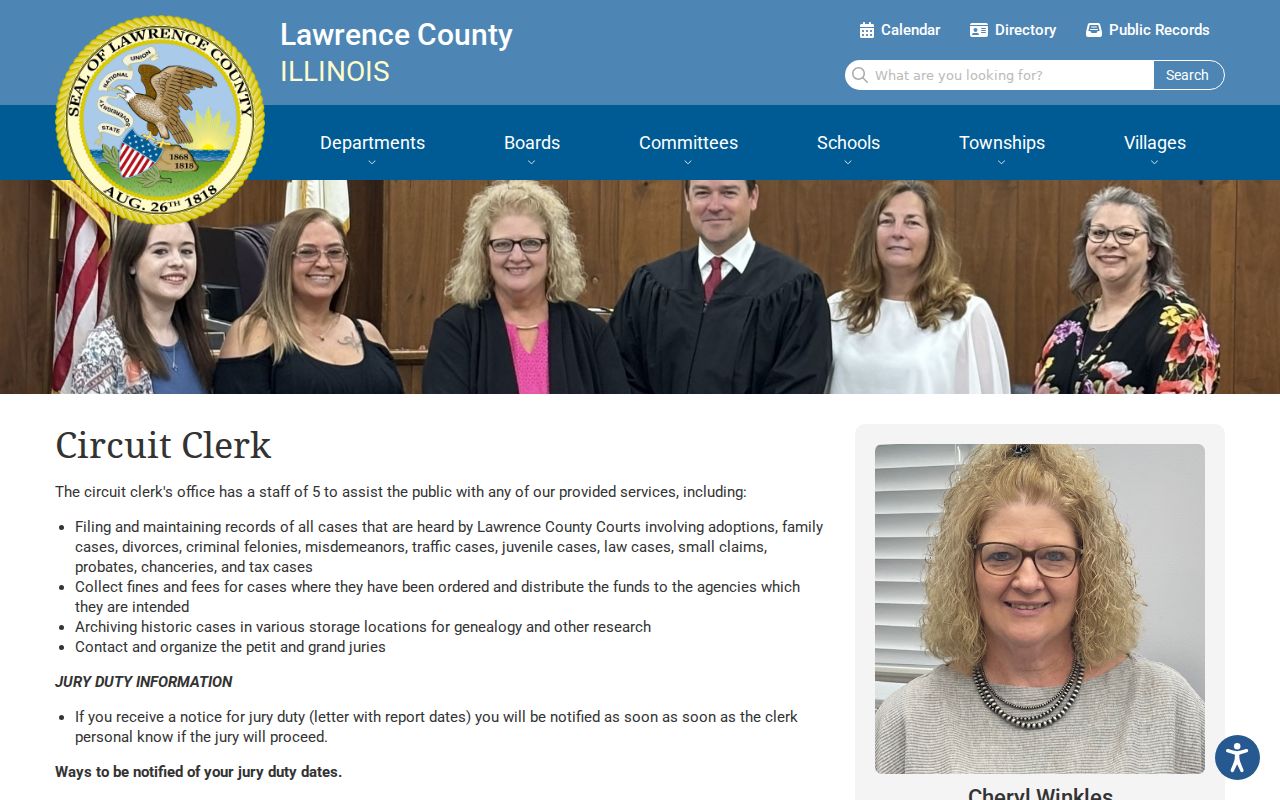 Lawrence County criminal history Circuit Clerk records page