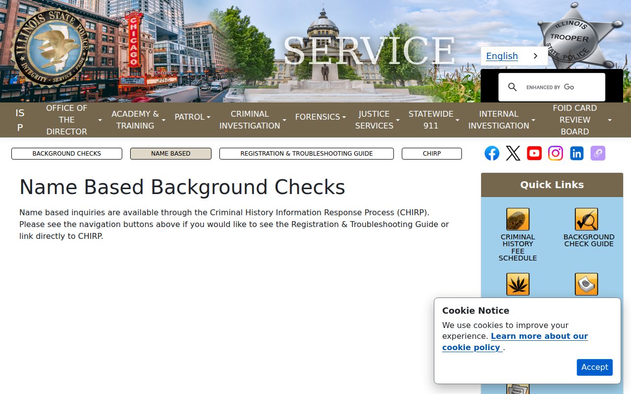 Lawrence County criminal history ISP name based check information