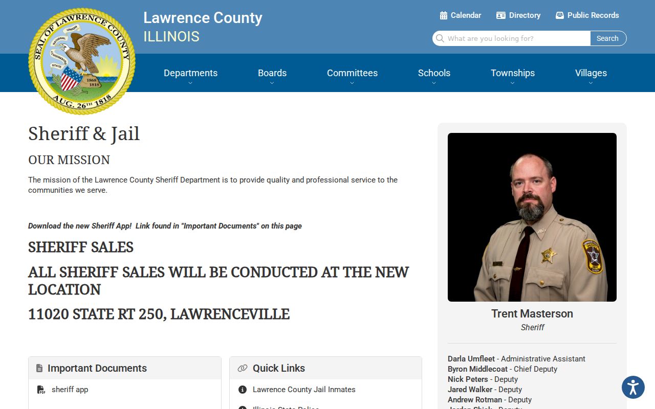Lawrence County criminal records sheriff and jail contact page